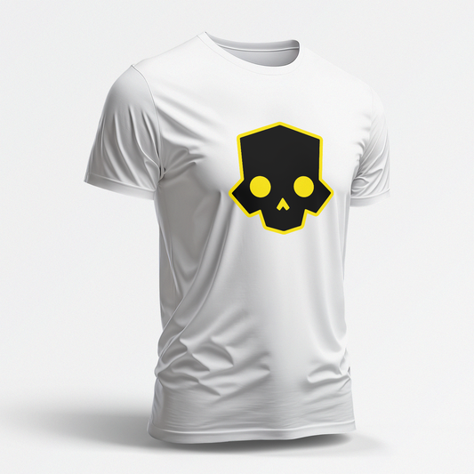Black & Yellow Skull (White Short Sleeve Shirt)