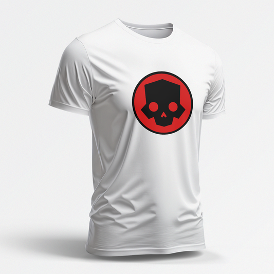 Red & Black Circle Skull (White Short Sleeve Shirt)