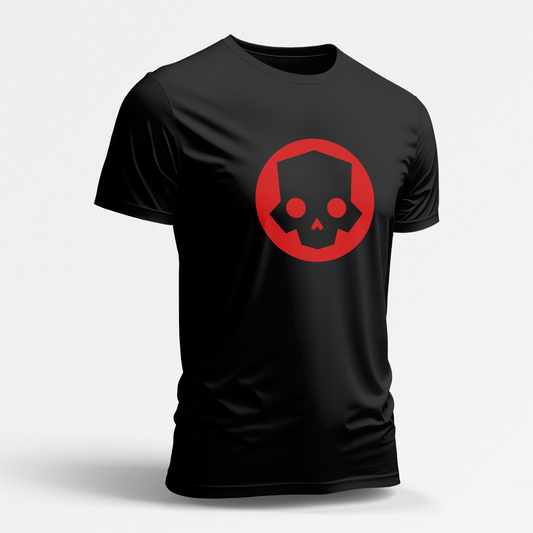 Red Skull Circle Icon (Black Short Sleeve Shirt)