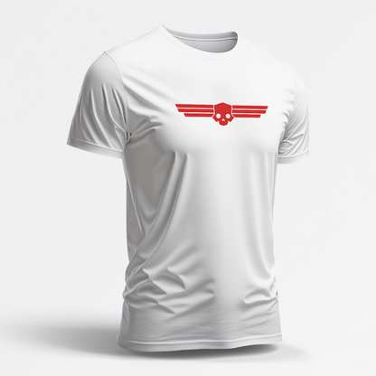 Red Winged Skull (White Short Sleeve Shirt)