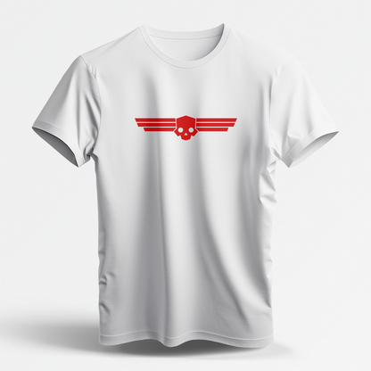 Red Winged Skull (White Short Sleeve Shirt)
